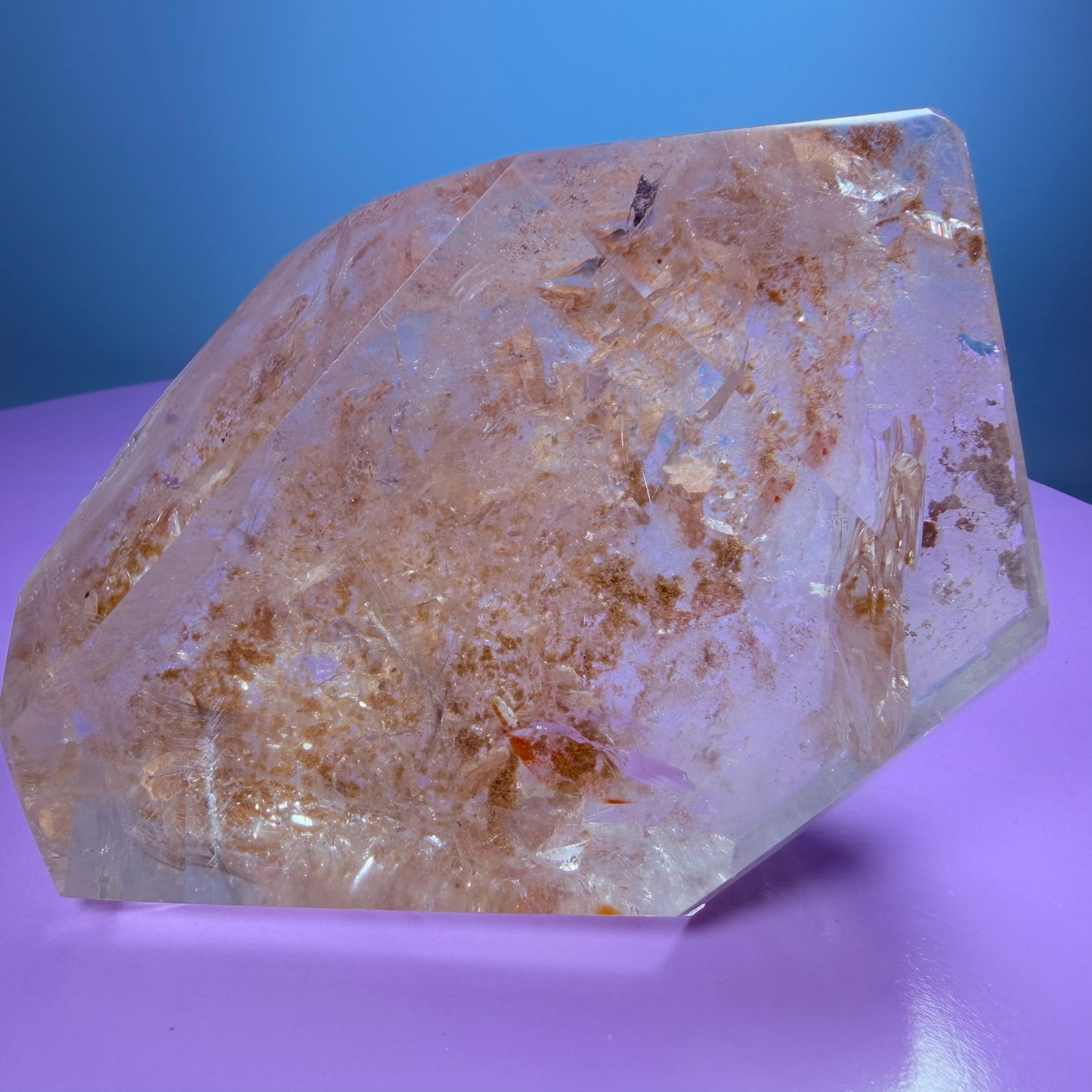 Silver Rutile Garden Quartz Large Freeform with Calcites