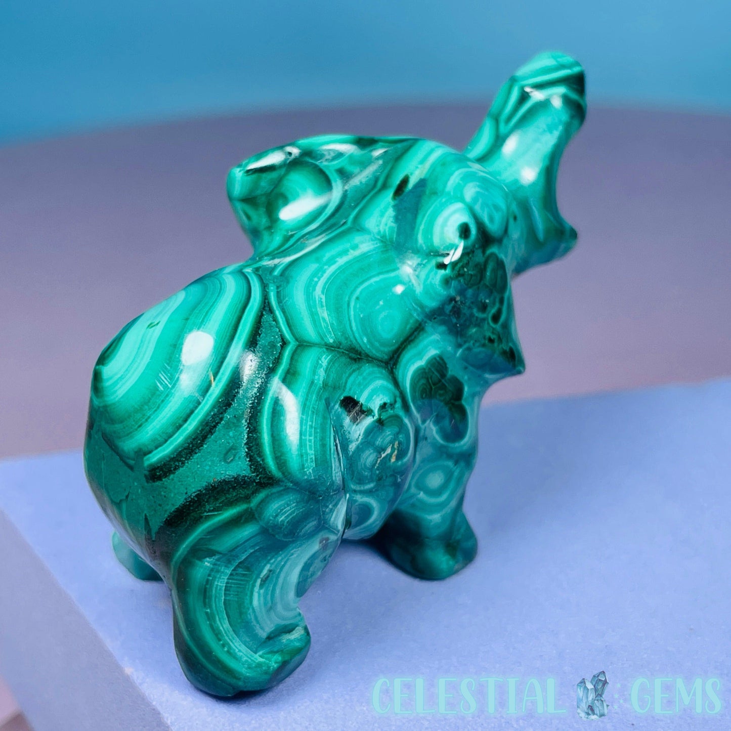 Malachite Elephant Small Carving
