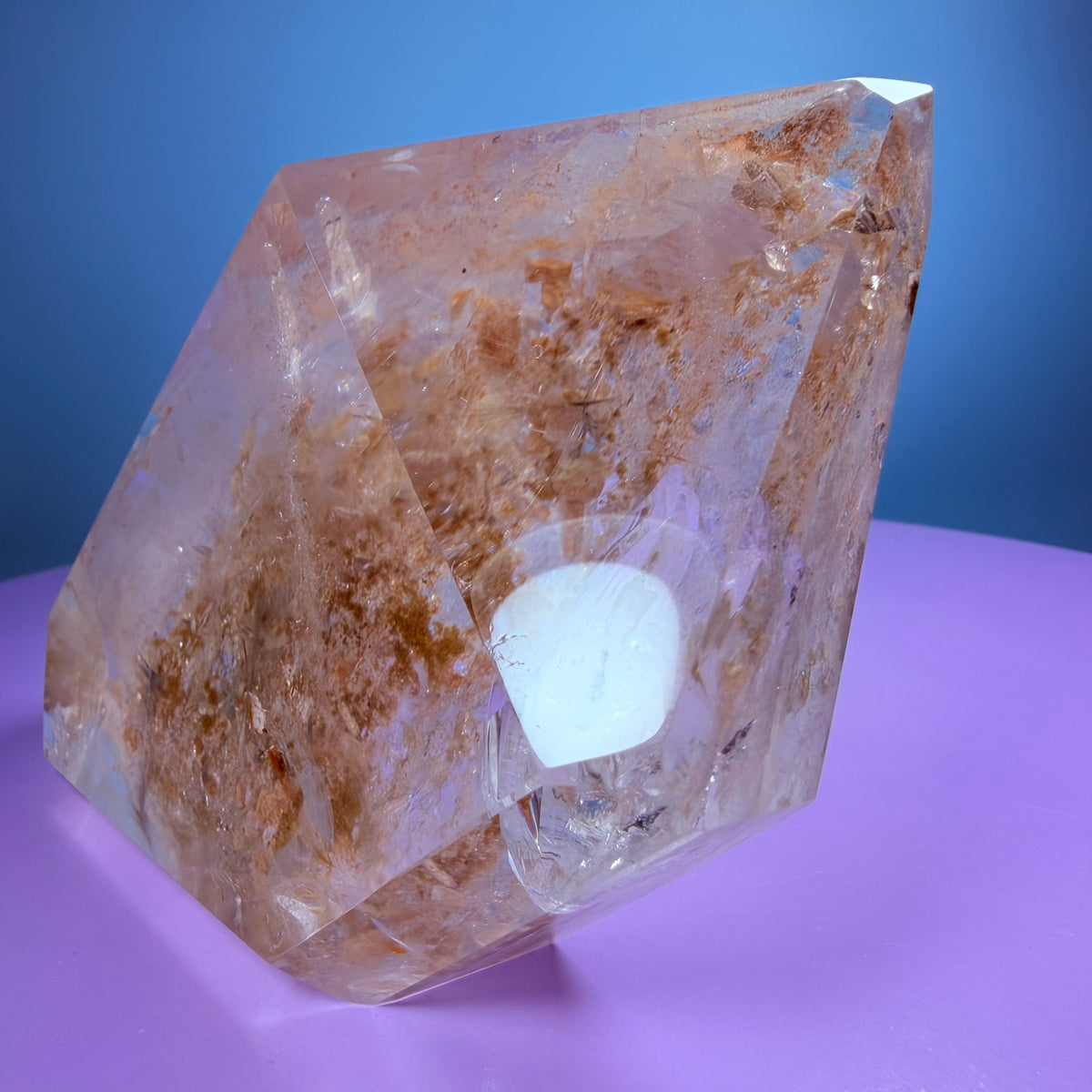 Silver Rutile Garden Quartz Large Freeform with Calcites
