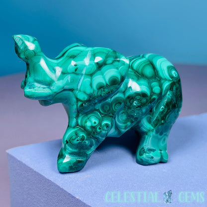 Malachite Elephant Small Carving