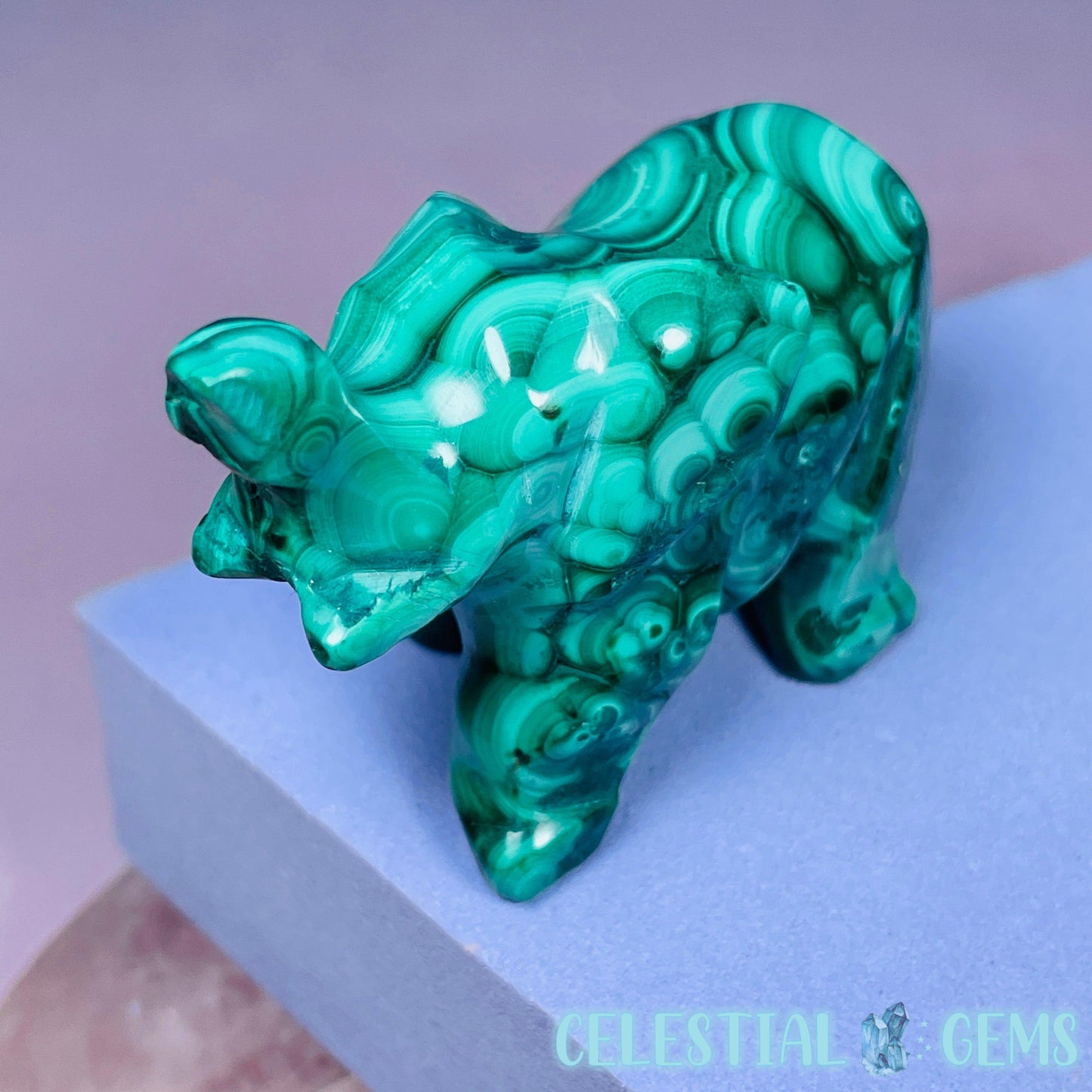 Malachite Elephant Small Carving