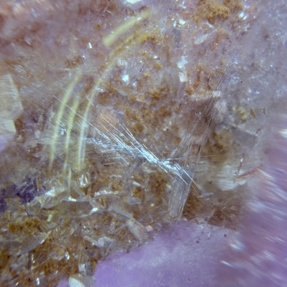 Silver Rutile Garden Quartz Large Freeform with Calcites