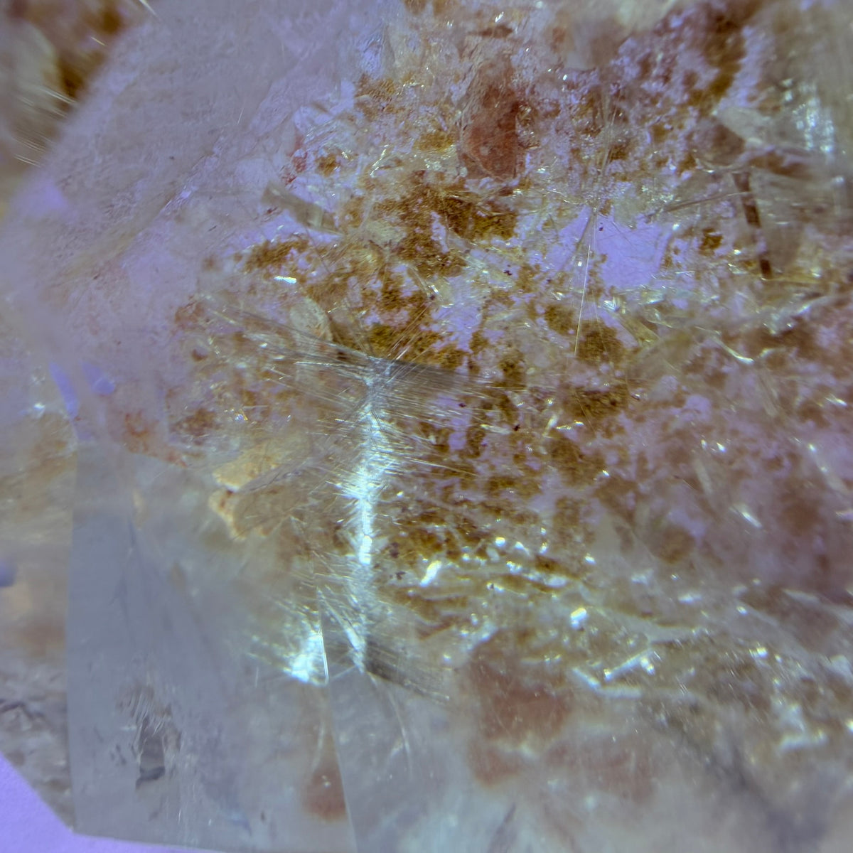 Silver Rutile Garden Quartz Large Freeform with Calcites