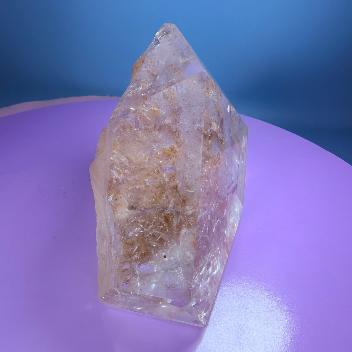 Silver Rutile Garden Quartz Large Freeform with Calcites