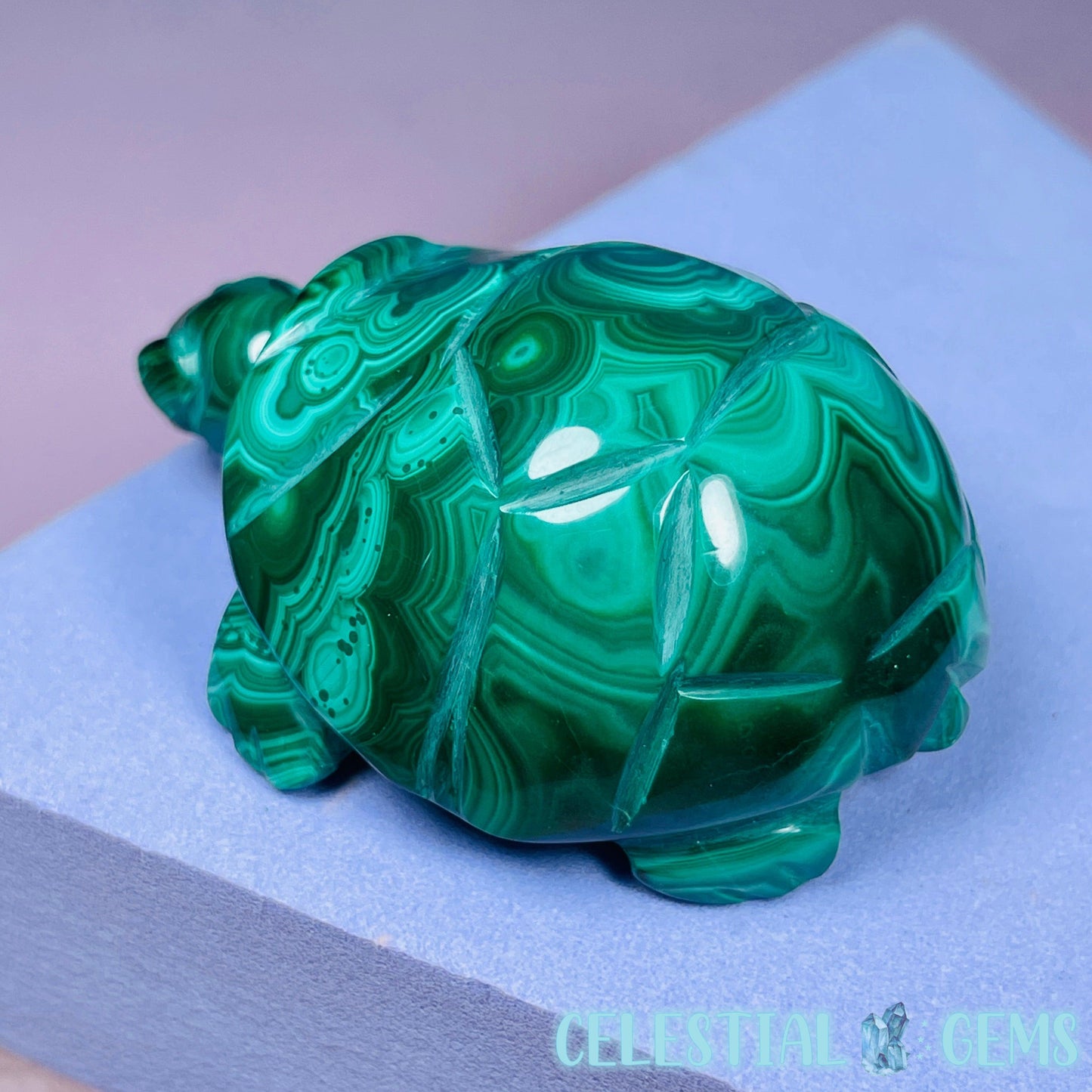 Malachite Tortoise Small Carving