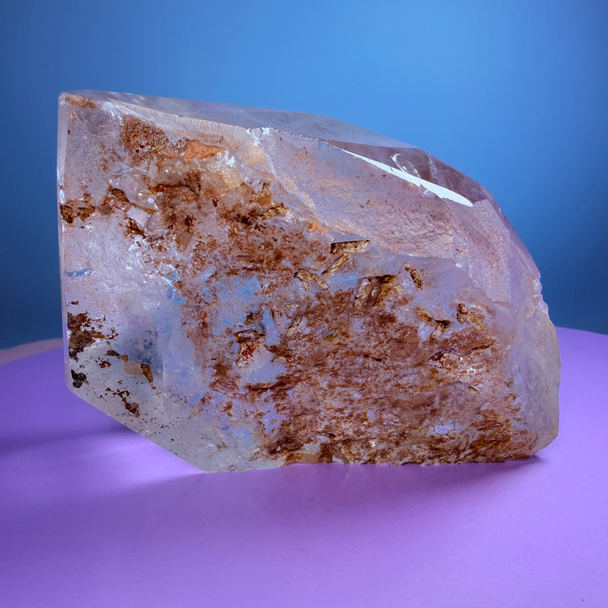 Silver Rutile Garden Quartz Large Freeform with Calcites