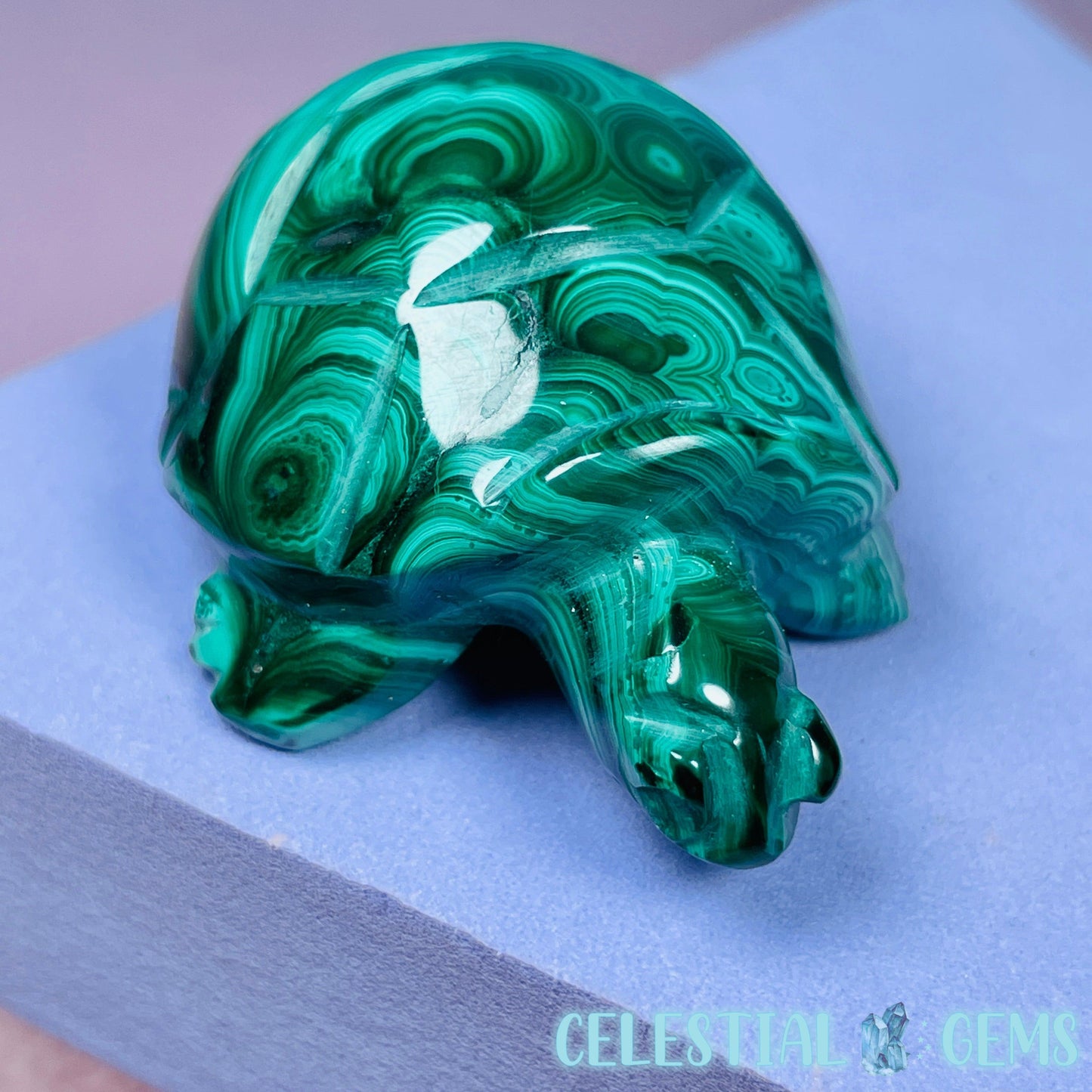 Malachite Tortoise Small Carving