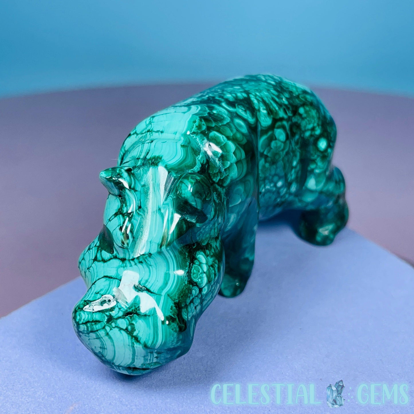 Malachite Hippopotamus Small Carving