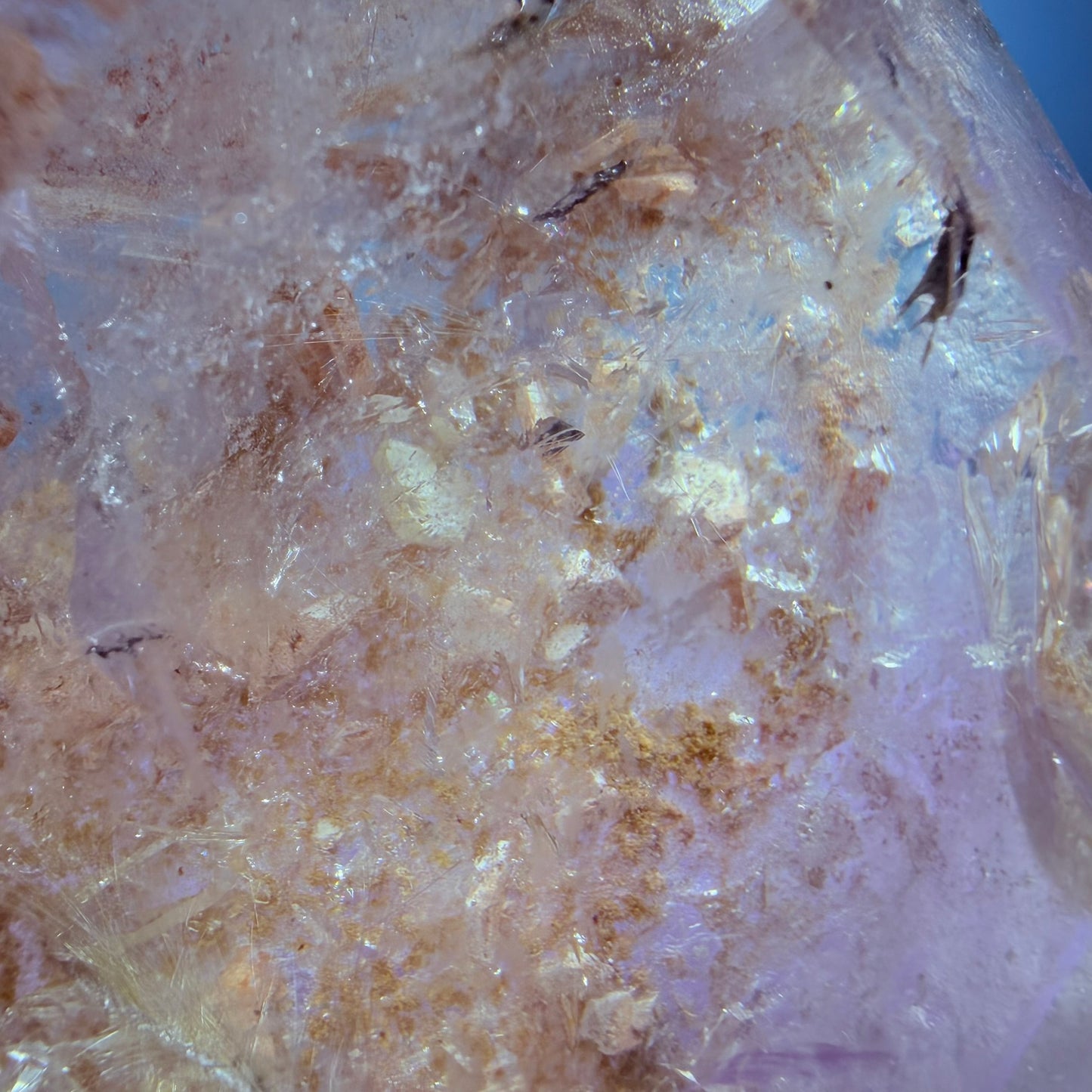 Silver Rutile Garden Quartz Large Freeform with Calcites