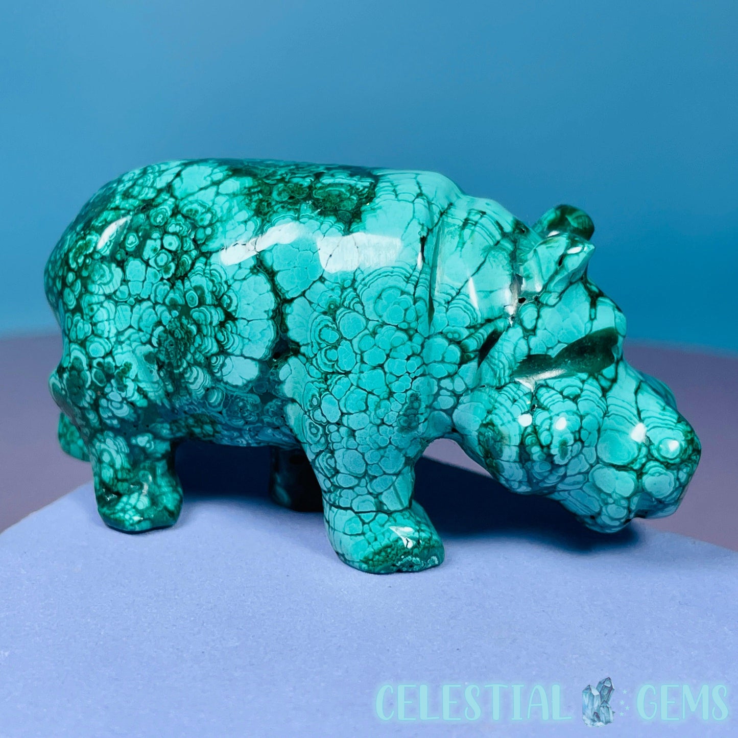 Malachite Hippopotamus Small Carving