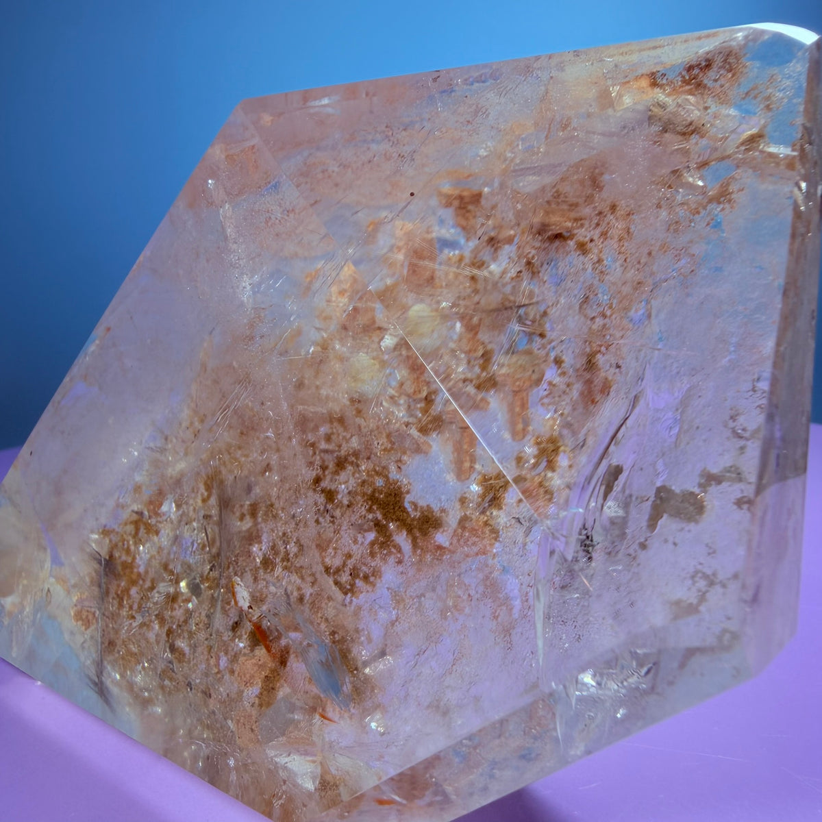 Silver Rutile Garden Quartz Large Freeform with Calcites