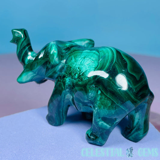 Malachite Elephant Small Carving