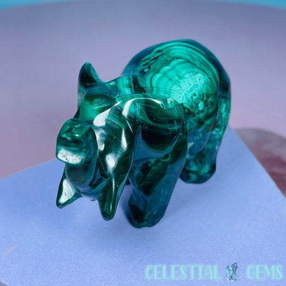 Malachite Elephant Small Carving