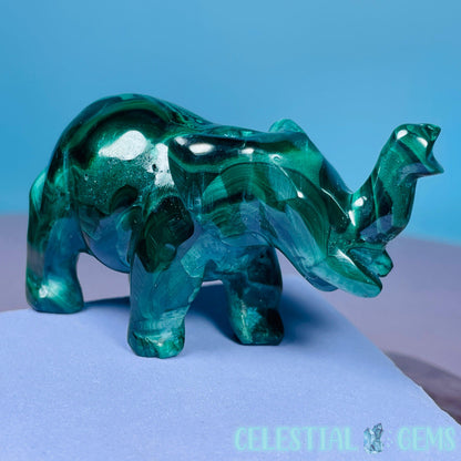 Malachite Elephant Small Carving