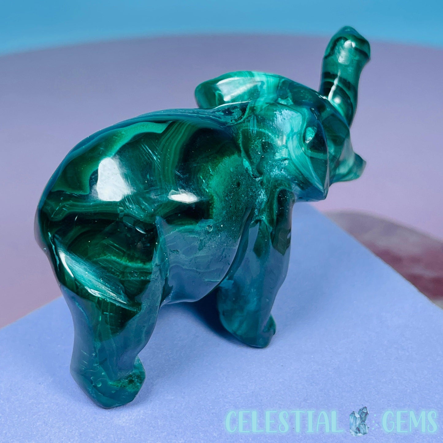 Malachite Elephant Small Carving