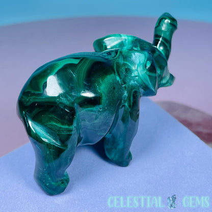 Malachite Elephant Small Carving