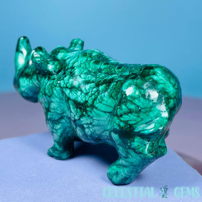 Malachite Rhinoceros Small Carving