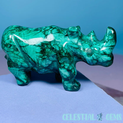 Malachite Rhinoceros Small Carving