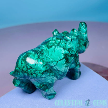 Malachite Rhinoceros Small Carving