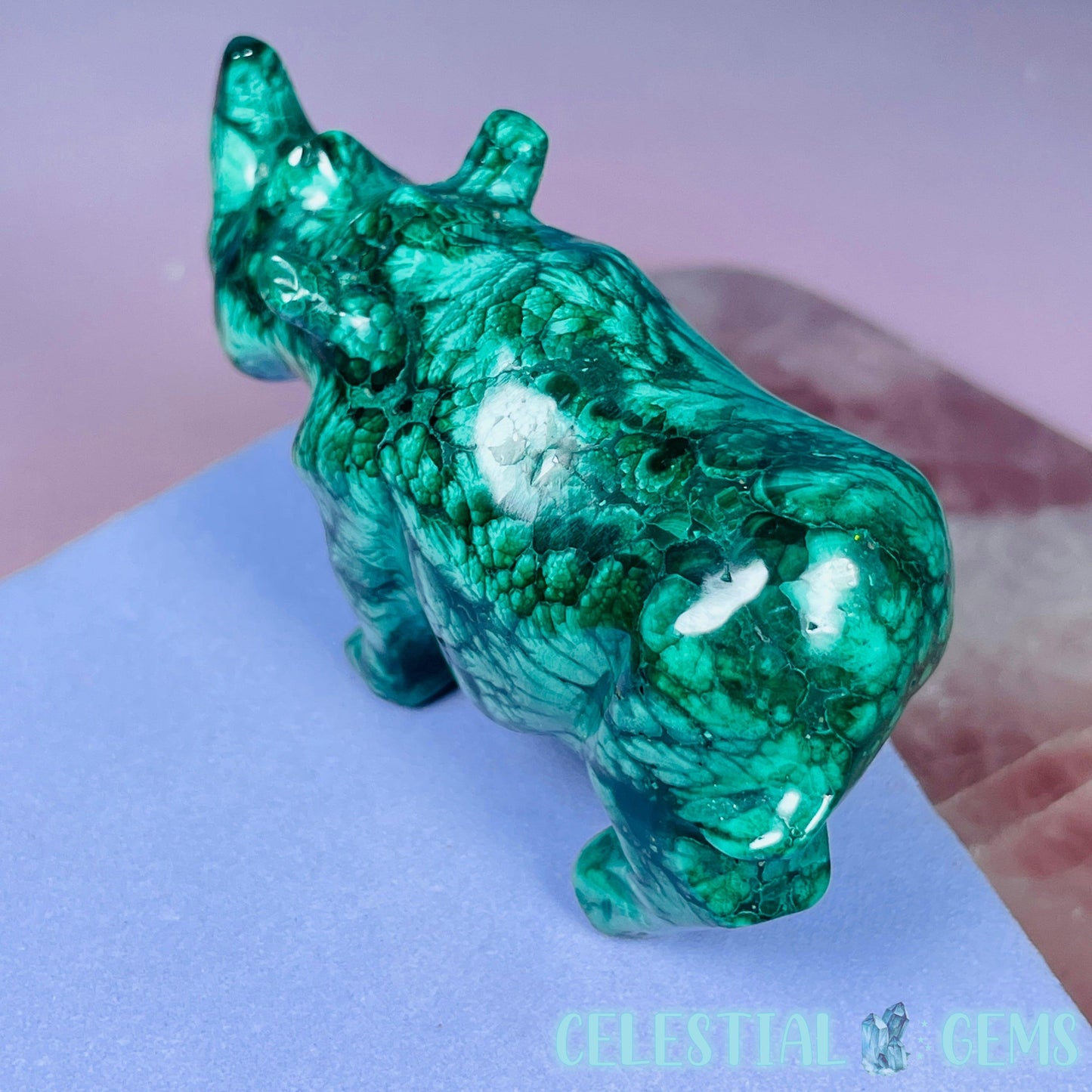 Malachite Rhinoceros Small Carving
