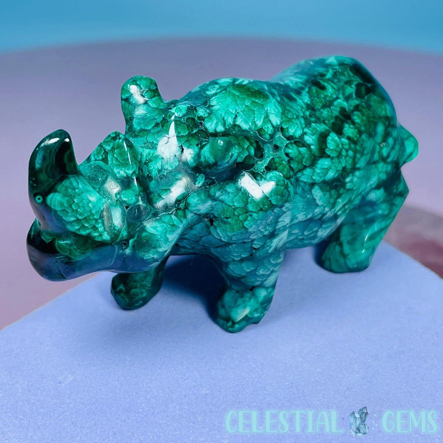 Malachite Rhinoceros Small Carving