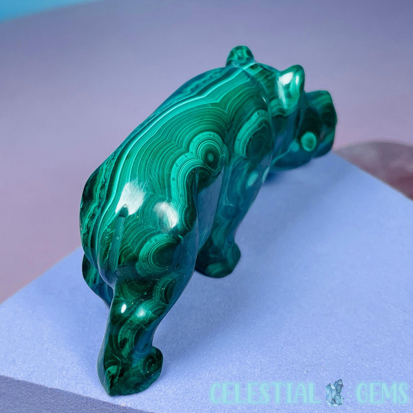 Malachite + Chrysocolla Hippopotamus Small Carving