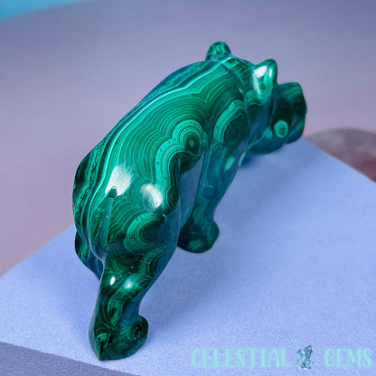 Malachite + Chrysocolla Hippopotamus Small Carving