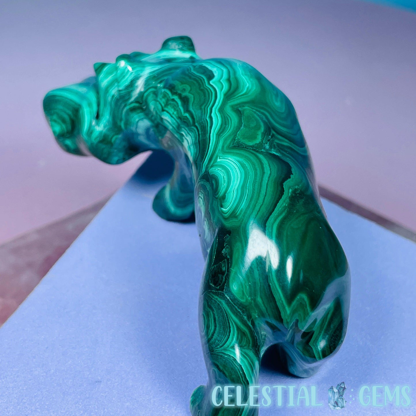 Malachite Hippopotamus Medium Carving
