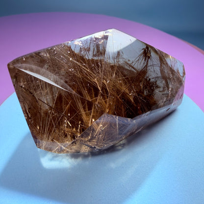 Silver Rutile Smoky Quartz Semi-Polished Medium Freeform