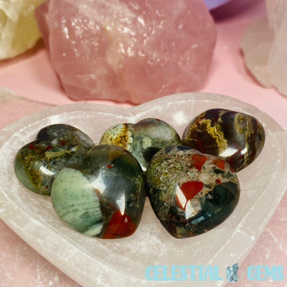 African Bloodstone Heart Small Carving