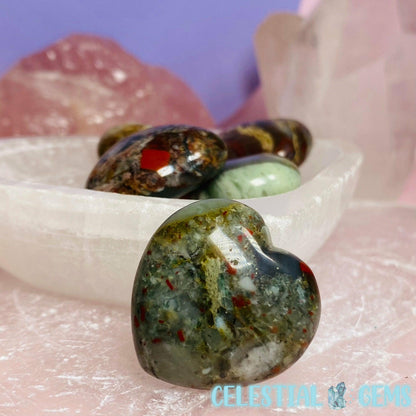 African Bloodstone Heart Small Carving