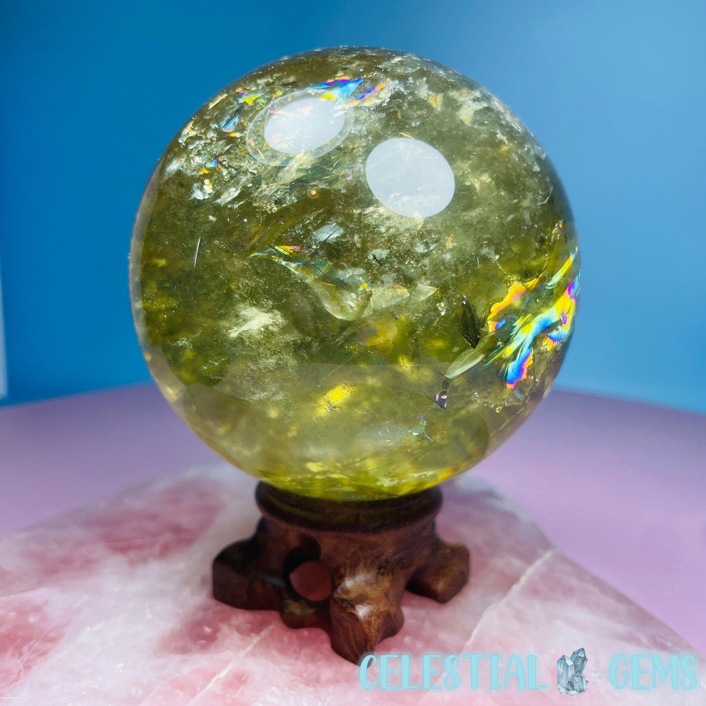 High Quality Brazilian Citrine Large Sphere (Full of Rainbows!)