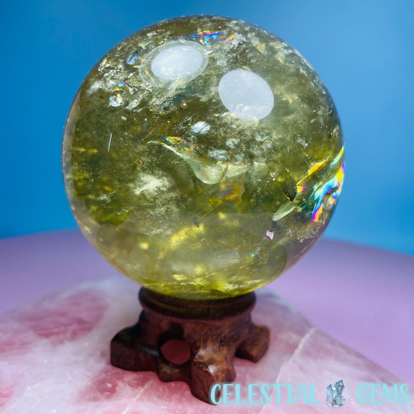 High Quality Brazilian Citrine Large Sphere (Full of Rainbows!)