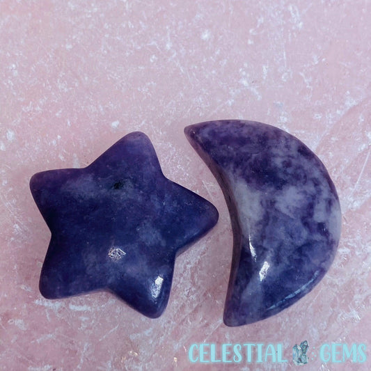 Purple Lepidolite Mica Moon + Star Set