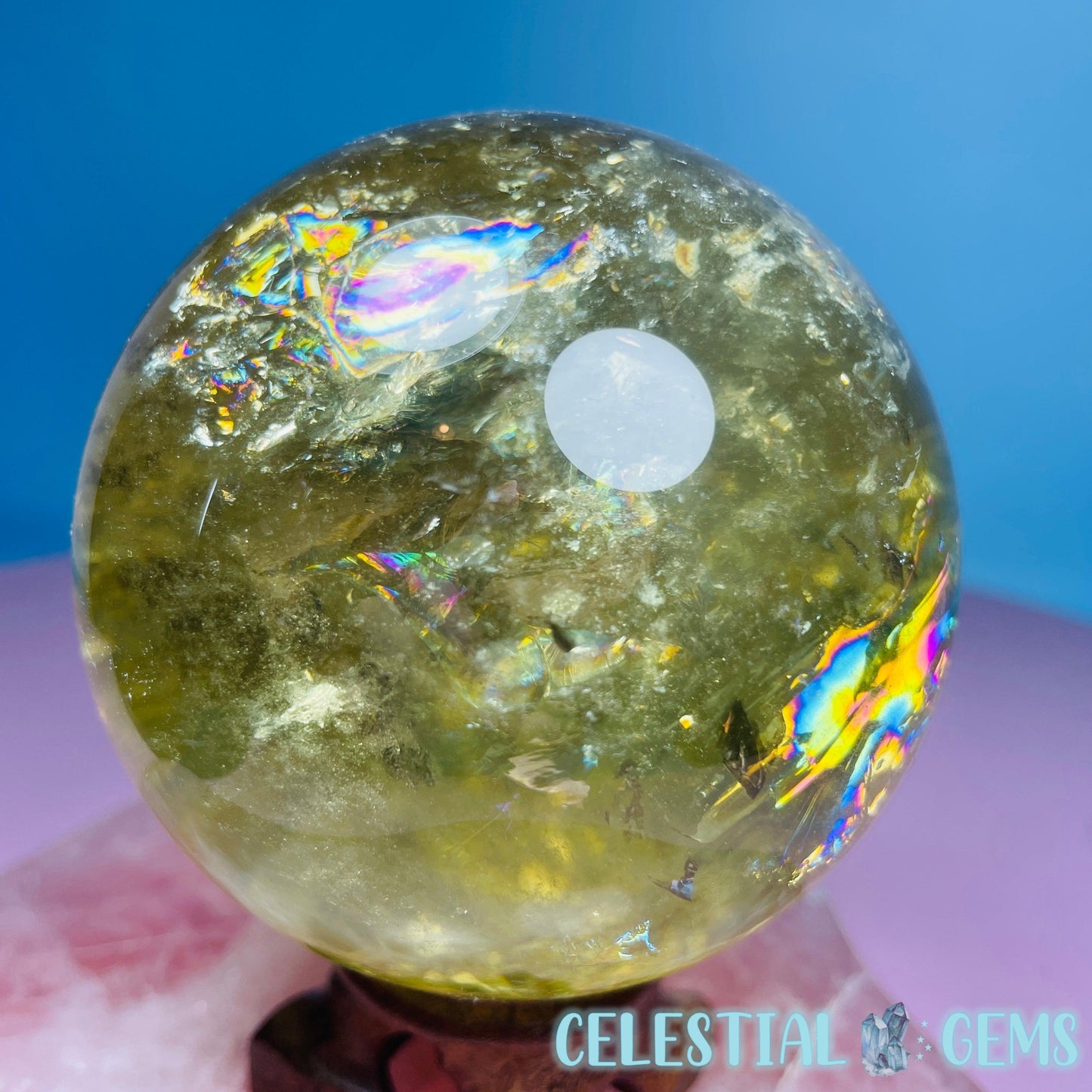 High Quality Brazilian Citrine Large Sphere (Full of Rainbows!)