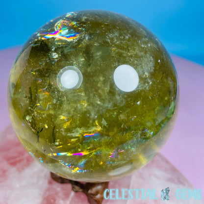 High Quality Brazilian Citrine Large Sphere (Full of Rainbows!)