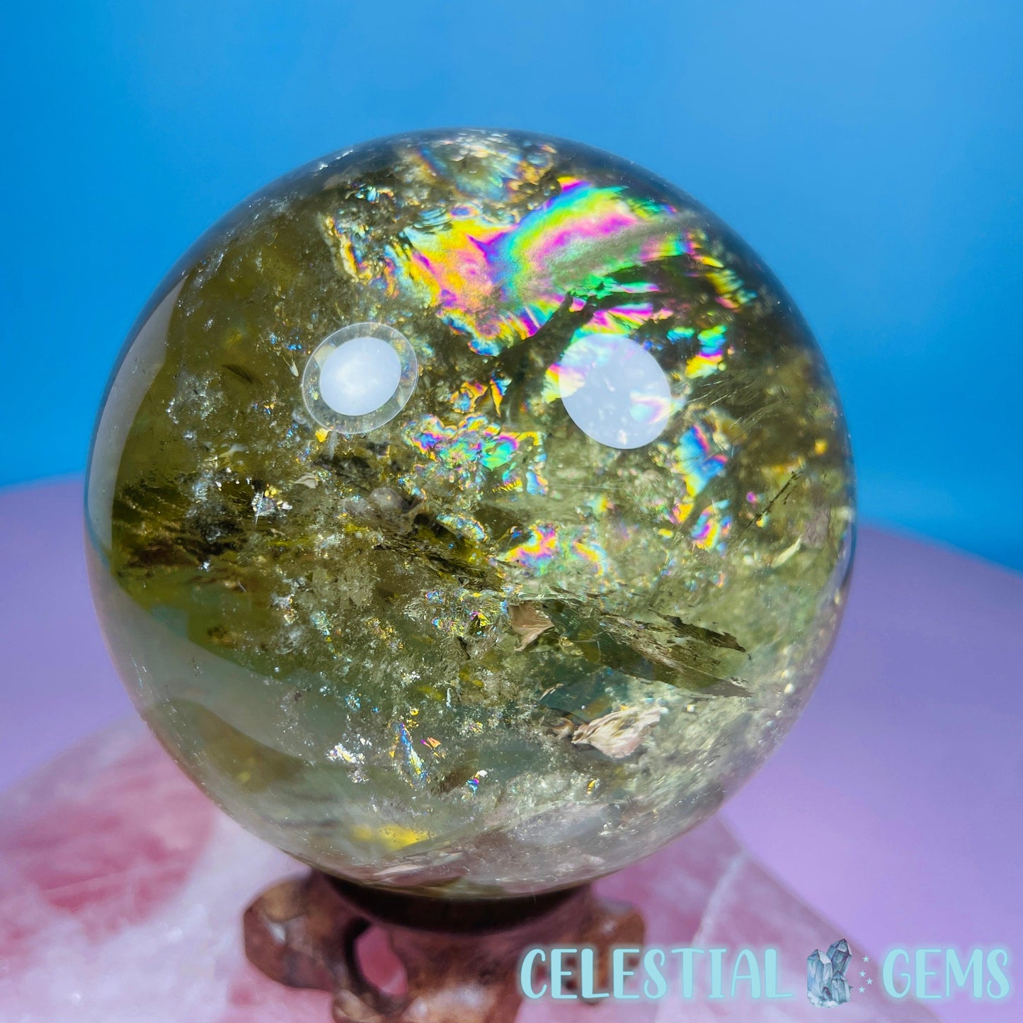 High Quality Brazilian Citrine Large Sphere (Full of Rainbows!)