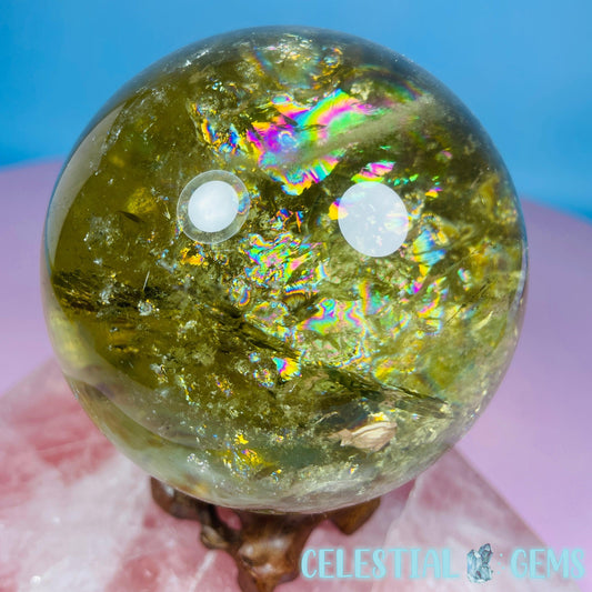 High Quality Brazilian Citrine Large Sphere (Full of Rainbows!)