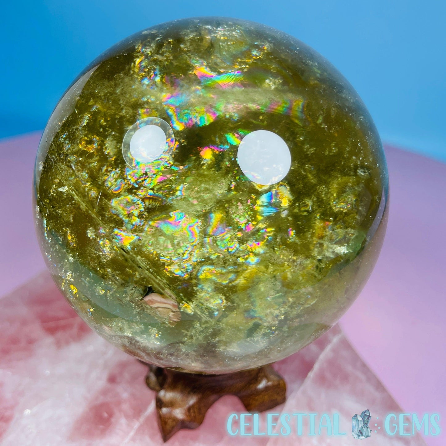 High Quality Brazilian Citrine Large Sphere (Full of Rainbows!)