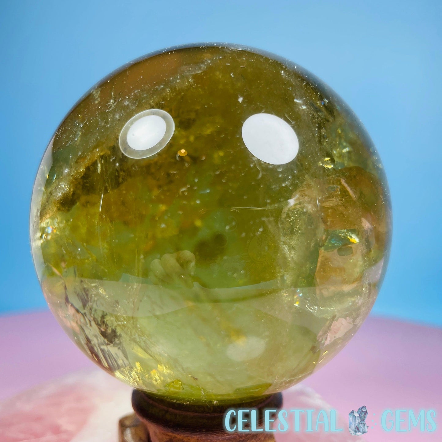 High Quality Brazilian Citrine Large Sphere (Full of Rainbows!)