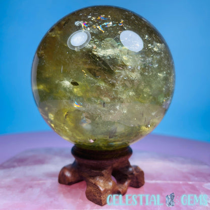 High Quality Brazilian Citrine Large Sphere (Full of Rainbows!)