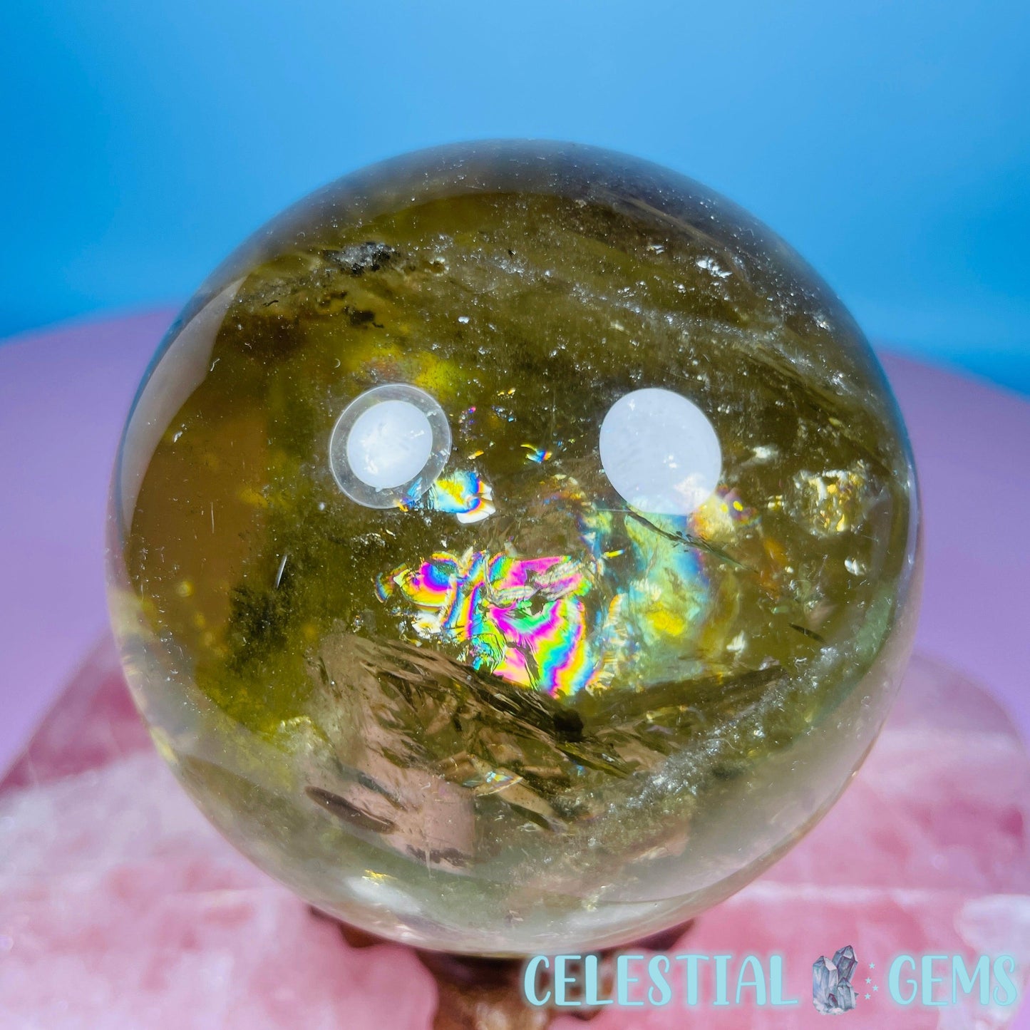 High Quality Brazilian Citrine Large Sphere (Full of Rainbows!)