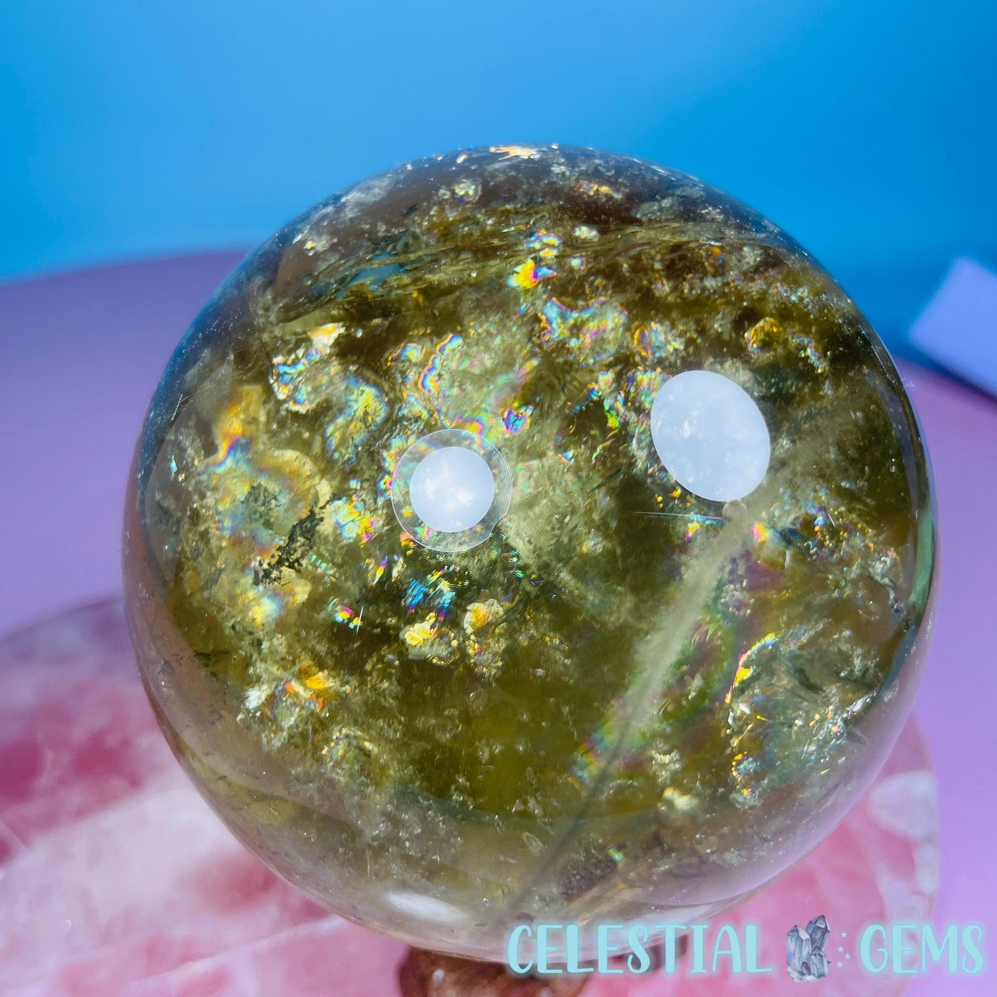 High Quality Brazilian Citrine Large Sphere (Full of Rainbows!)