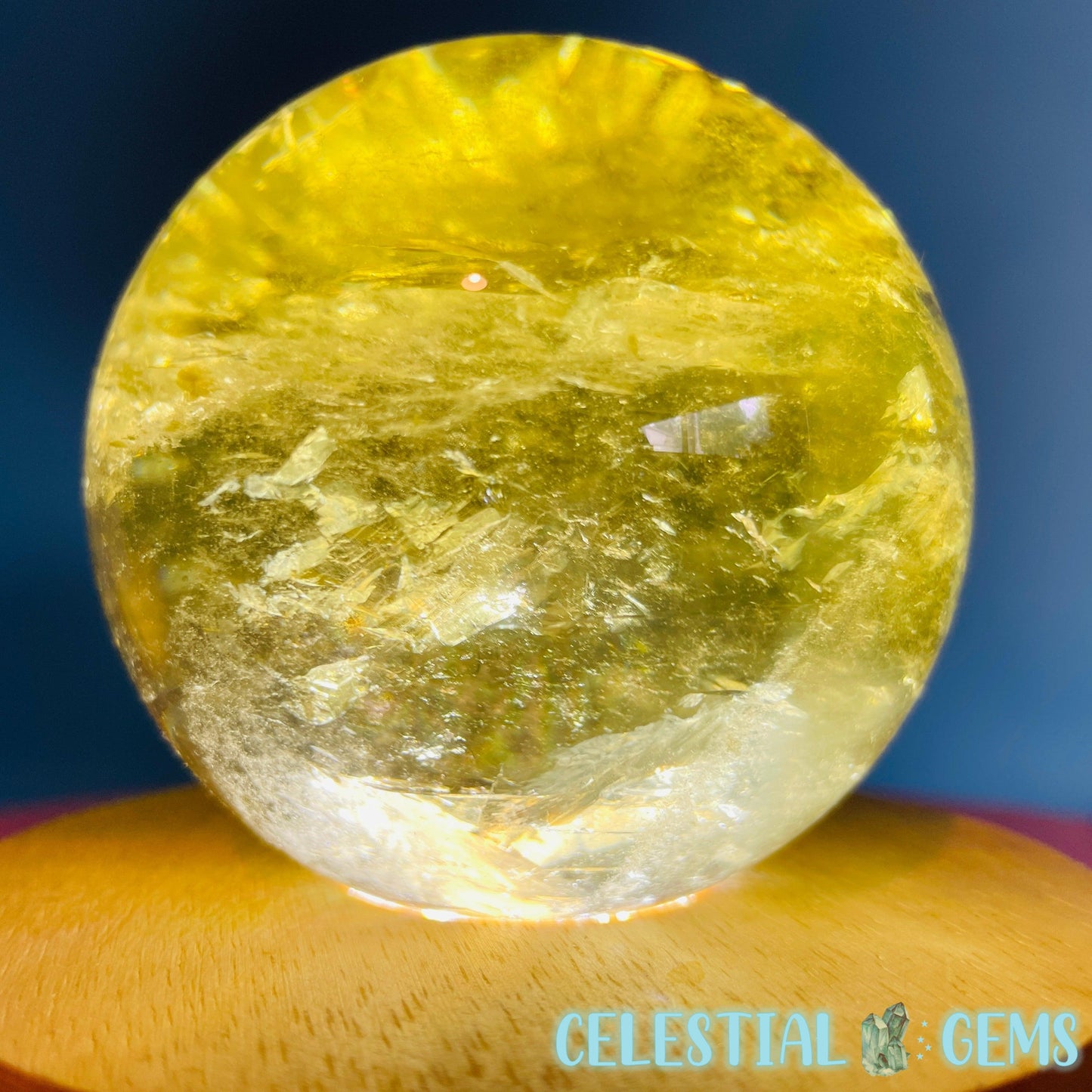 High Quality Brazilian Citrine Large Sphere (Full of Rainbows!)