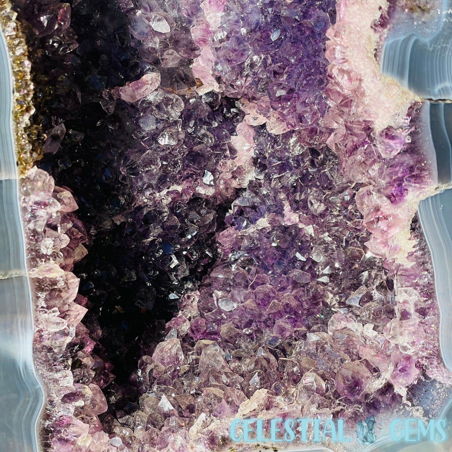 Dark Amethyst + Agate Large Geode Cave (Video)