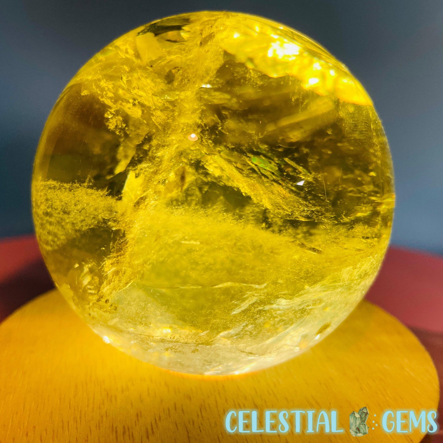 High Quality Brazilian Citrine Large Sphere (Full of Rainbows!)