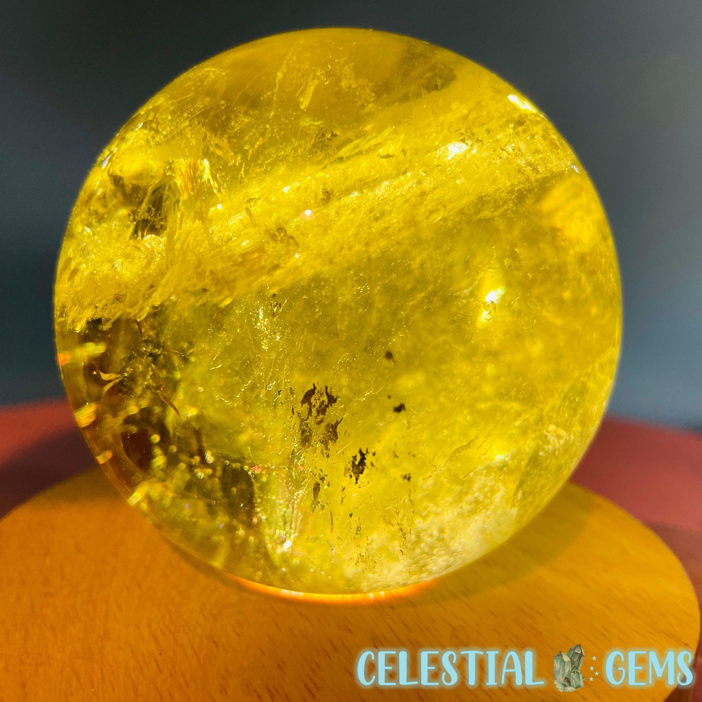 High Quality Brazilian Citrine Large Sphere (Full of Rainbows!)