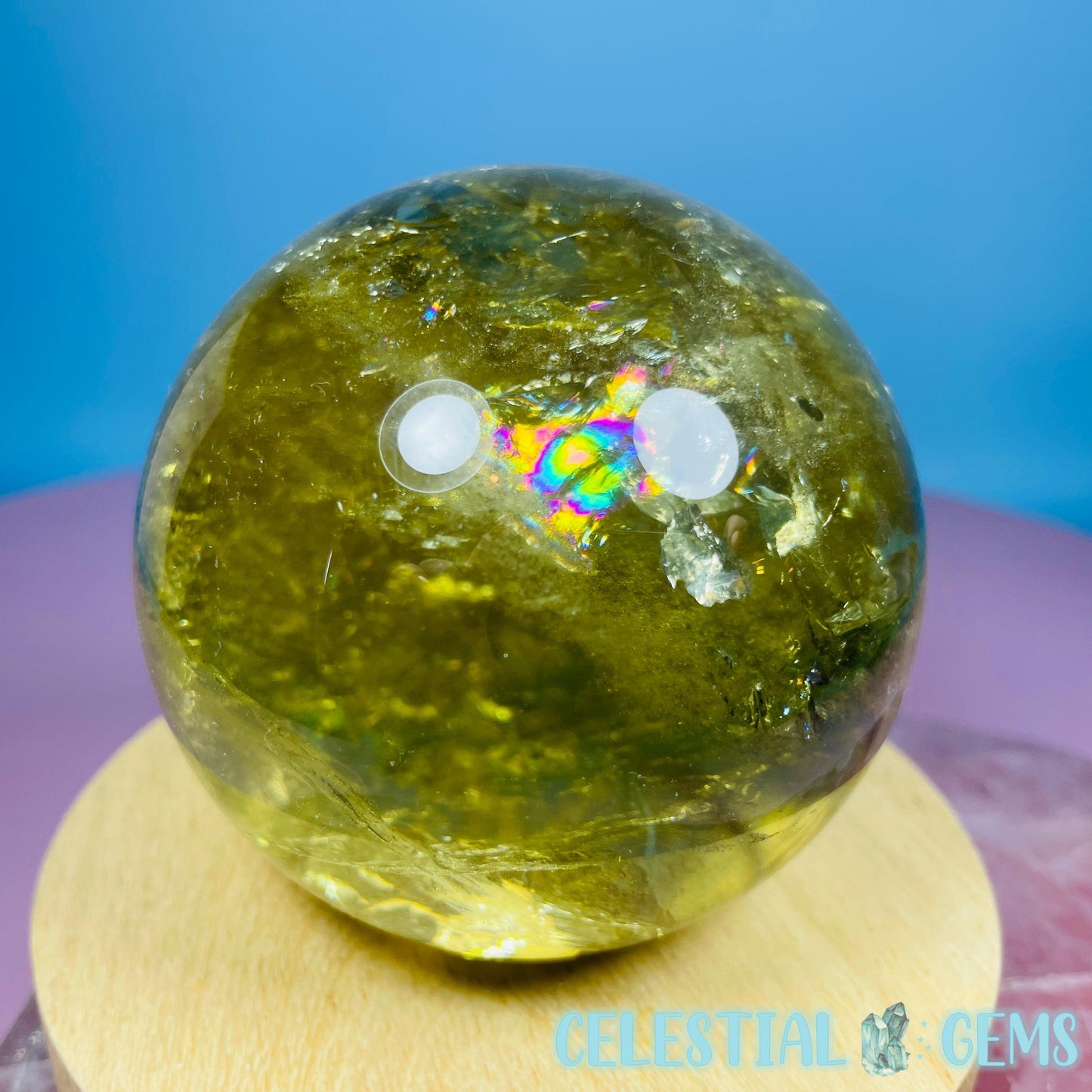 High Quality Brazilian Citrine Large Sphere (Full of Rainbows!)