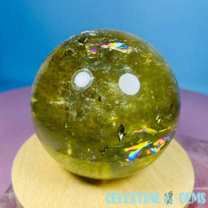 High Quality Brazilian Citrine Large Sphere (Full of Rainbows!)