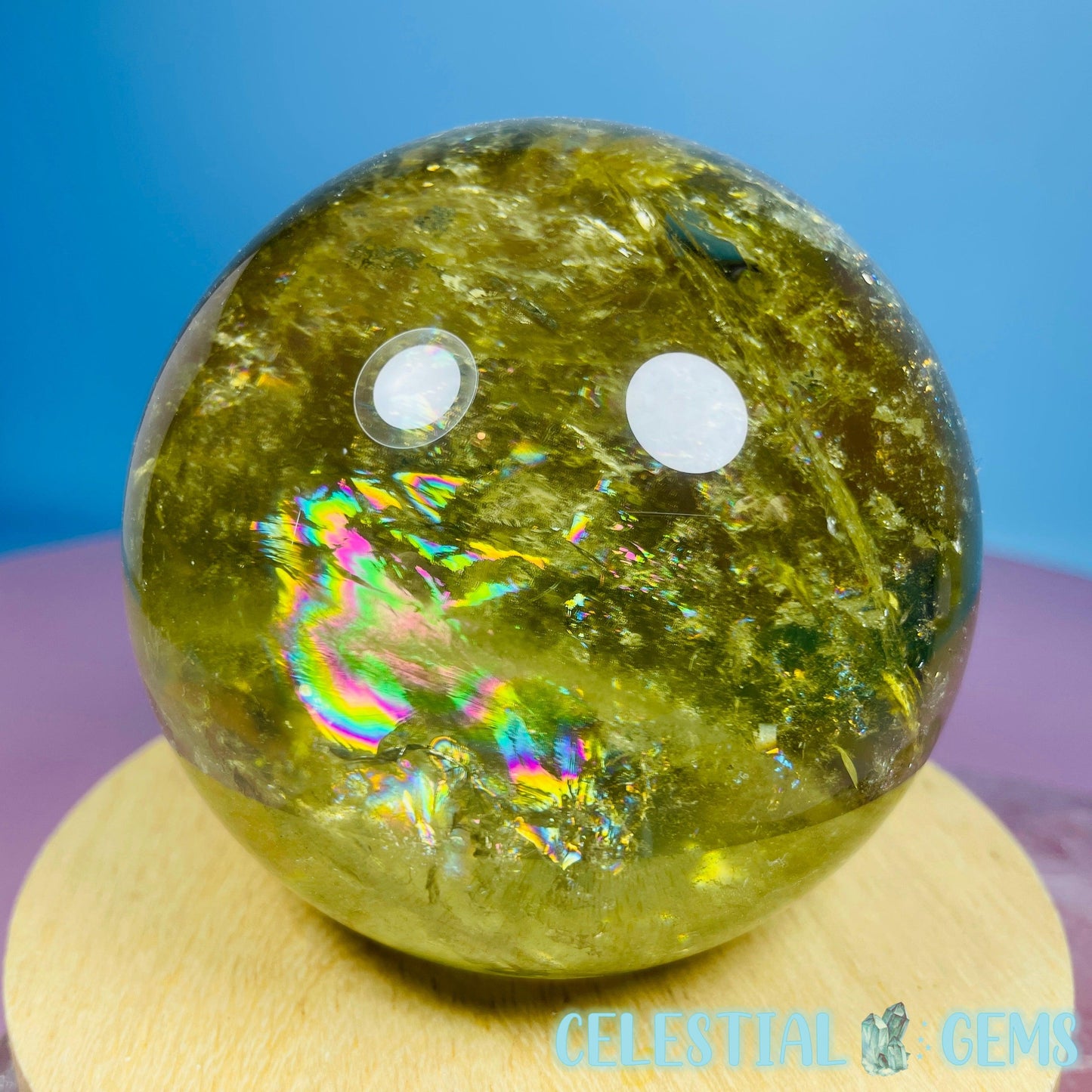 High Quality Brazilian Citrine Large Sphere (Full of Rainbows!)